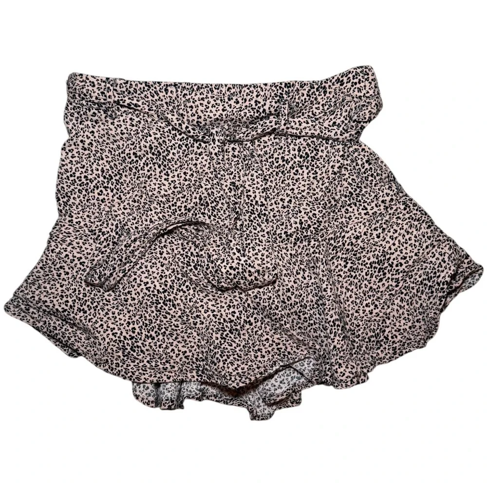 Urban Romantics Leopard Print Ruffle Mini Skort Built In Shorts Boho Skirt XS